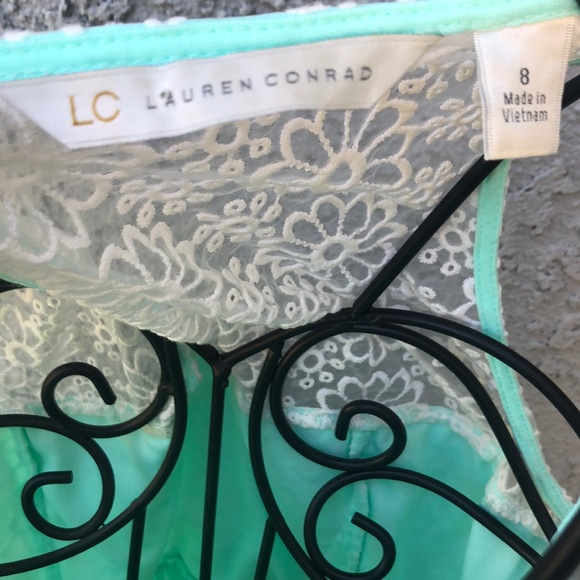 Lauren Conrad White Floral Lace Mint Green Dress 8 - Picture 3 of 11